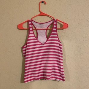 Express Pink and White Striped Racerback Tank